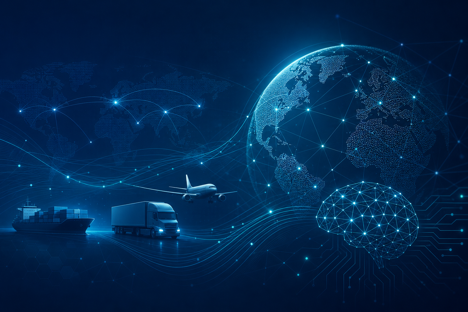 AI 与全球商务连接概念图