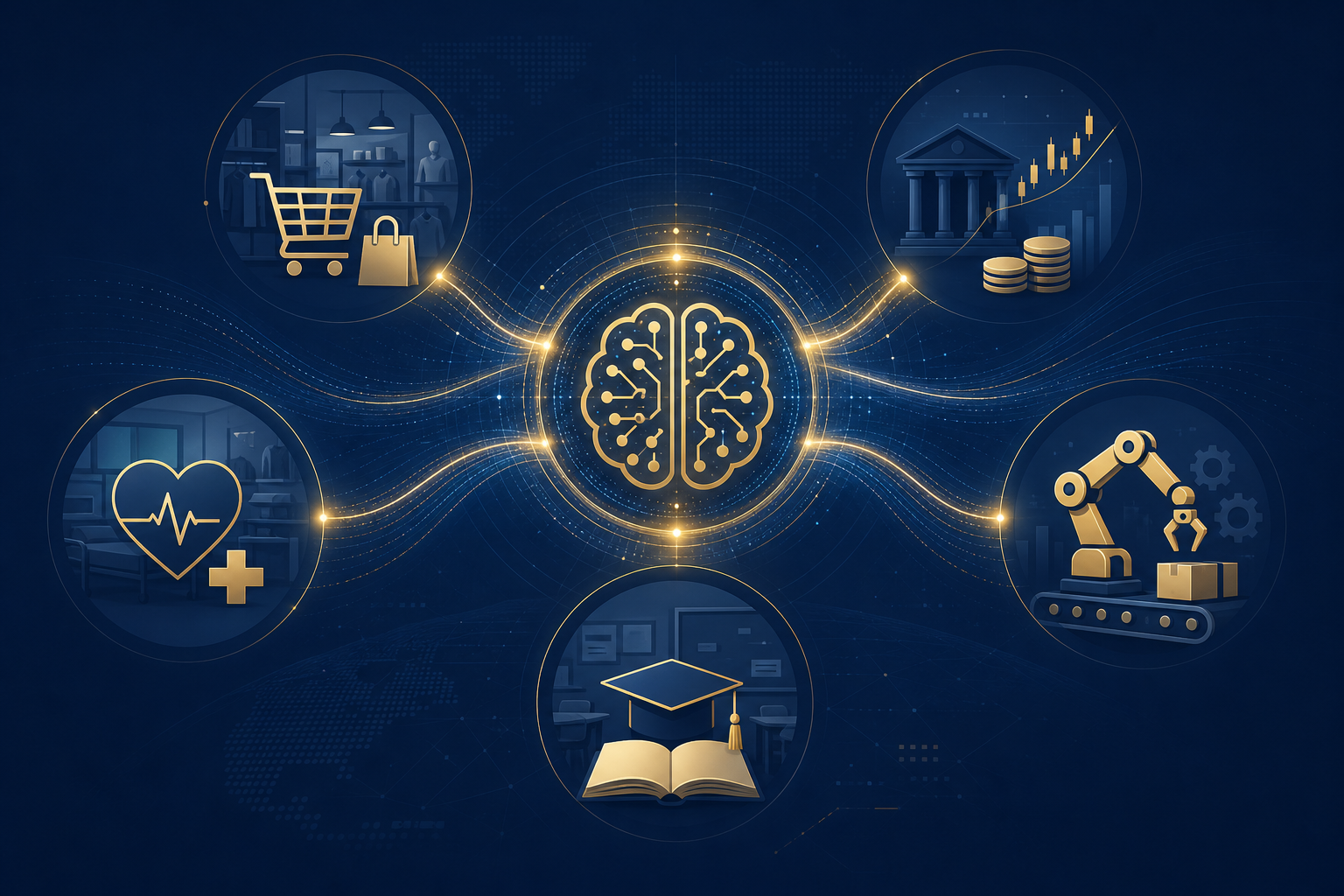 多行业 AI 应用概念图